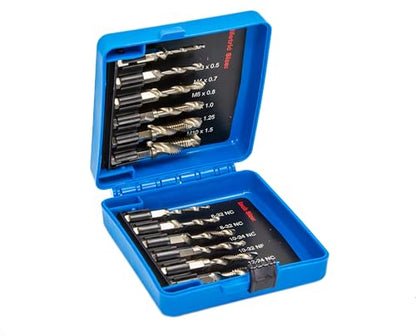 Drill America 12 Piece Combined Drill Tap and Countersink Set with 1/4" Quick Change Hex Shank, TDC Series - size: Set