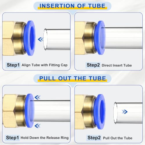 4Pcs Pneumatic Push to Connect Fitting Fit 8mm OD Tube 1/2 G Male - size: 8mm OD x 1/2 G