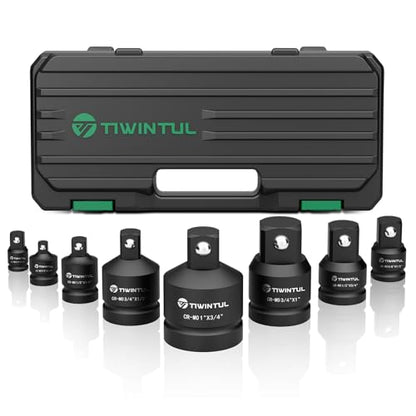 8 Pcs Impact Socket Adapter & Reducer Set, CR-MO, 1/4", 3/8", 1/2", 3/4", 1" Drive Socket Adapter Set with Blow Molded Case for Mechanic, Industrial Repair, Socket, Wrench, Driver Conversions