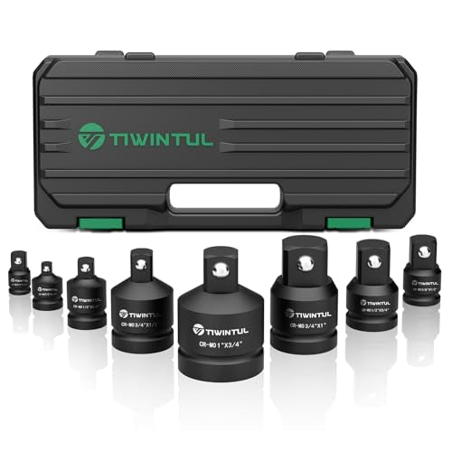 8 Pcs Impact Socket Adapter & Reducer Set, CR-MO, 1/4", 3/8", 1/2", 3/4", 1" Drive Socket Adapter Set with Blow Molded Case for Mechanic, Industrial Repair, Socket, Wrench, Driver Conversions