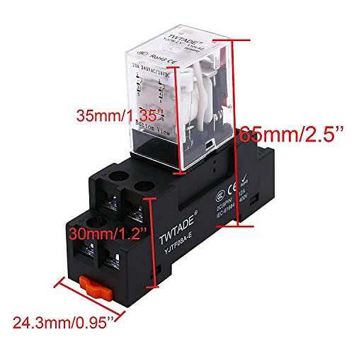 TWTADE/YJ2N-LY DC 12V Electromagnetic Power Coil Relay 10A 8 Pins 2NO 2NC with Indicator Light and Socket Base + Solid State Relay SSR-40 DA 40A DC 3-32V to AC 24-380V + Heat Sink