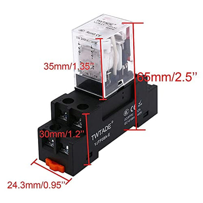 TWTADE/YJ2N-LY DC 12V Electromagnetic Power Coil Relay 10A 8 Pins 2NO 2NC with Indicator Light and Socket Base + Solid State Relay SSR-40 DA 40A DC 3-32V to AC 24-380V + Heat Sink