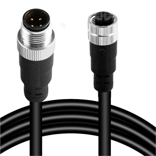 M12 4-Pin Male to Female Connector Cable – Industrial Waterproof Sensor Extension Wire, A-Coded Safe Signal Cord for Automation, Robotics, Machinery - size: 1m, style: 4pin Male to Female