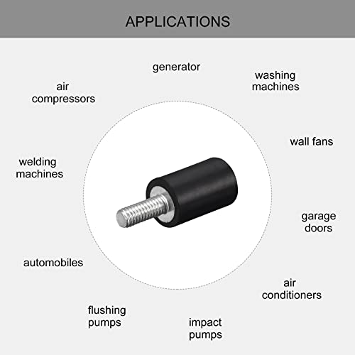 uxcell Rubber Mounts 6pcs M4 Male/Female Vibration Isolator Shock Absorber, for Garage Motor Air Compressor Car Boat Bobbins, D10mmxH15mm - size: M4x10mmx15mm