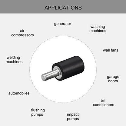 uxcell Rubber Mounts 6pcs M4 Male/Female Vibration Isolator Shock Absorber, for Garage Motor Air Compressor Car Boat Bobbins, D10mmxH15mm - size: M4x10mmx15mm
