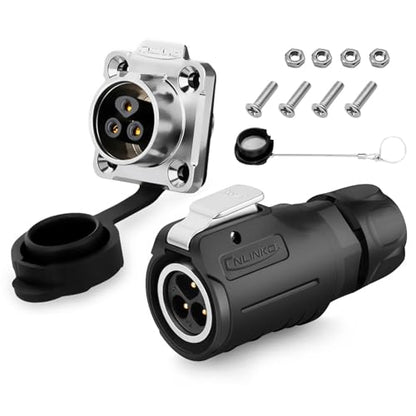 3 Pin IP67 Waterproof M16 Electrical Connector with Dust Cover 10A 400V - style: 3 Pin Connector+plug dust cover