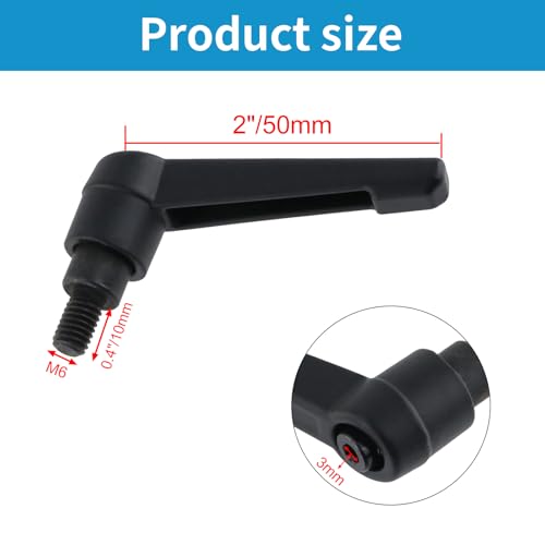 Clamping Lever Handles M6 x 10mm Push Button Ratchet Lever Male Threaded Stud Adjustable Handles Hand Knobs Rotating Screw Handles Bolts with Locking Lever -6pcs - size: M6 x 10mm