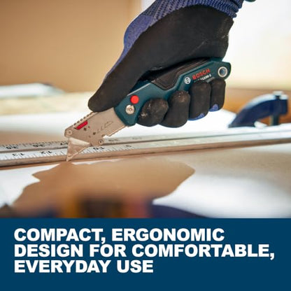BOSCH H11-11100-1 Folding Utility Knife | Compact, Durable, 3 Blades - size: 682 in, style: Industrial