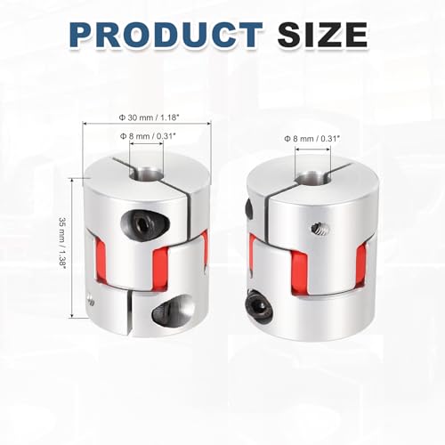 MECCANIXITY 8mm-8mm Aluminium Plum Flexible Shaft Coupling w Hex Wrench - size: 8mm to 8mm