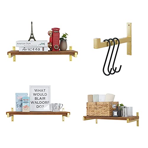 OVOV 2 Pack Heavy Duty Shelf Brackets 12 Inch Metal Shelf Supports Gold - color: Gold, size: 12 Inch