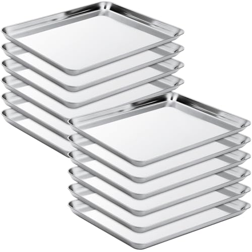 12 Pcs Metal Trays Stainless Steel Sheet Pan Baking Trays,16 X 12 X 1 Inch - size: 16 x 12 x 1 Inch