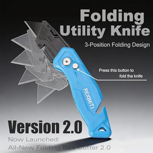 REXBETI 4-Pack Box Cutter Utility Knife, Folding Pocket Knife, 14 Blades
