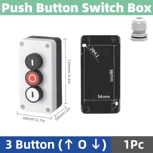 22mm Momentary Push Button Switch Station Box Emergency Stop Buttons IP65 Waterproof Control Switch for Gate Opener Self-Resetting Self-Locking Industrial Hand-Held Control Box(Three Button) - size: 3 Button ( ↑ O ↓ )
