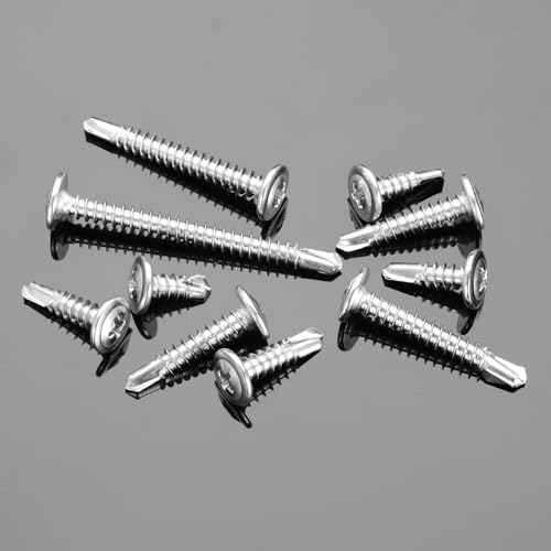 Mywish 100pcs #8×2" Self Tapping Screws for Metal, Sheet Metal Screw 410 Stainless Steel Truss Head Self Drilling Screws High-Strength Quick Tapping Screws - color: Silver, size: #8x2" (100 pcs)
