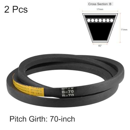 uxcell B70 V-Belts 70" Pitch Length, B-Section Rubber Drive Belt 2pcs - size: 70"