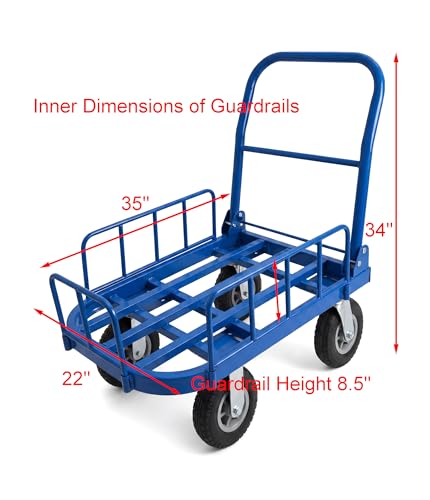 Heavy Duty Folding Platform Cart 600LBS Utility Hand Truck with Guardrails