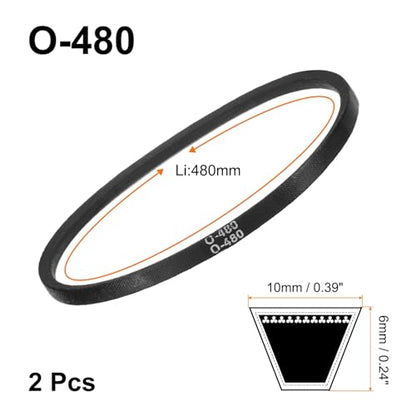uxcell 2Pcs O-480 O Type V-Belt 480mm/18.9" Inner Length x 0.39" Width x 0.24" Height, O-Type Closed-Loop Rubber Transmission Belt - size: O-480