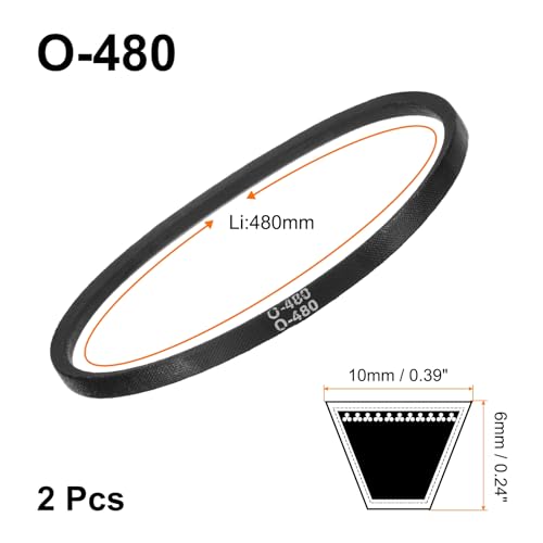 uxcell 2Pcs O-480 O Type V-Belt 480mm/18.9" Inner Length x 0.39" Width x 0.24" Height, O-Type Closed-Loop Rubber Transmission Belt - size: O-480