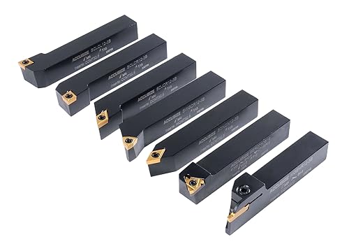 Accusize Industrial Tools 3/4'' Shank 7 Pc Indexable Carbide Turning Tool Set in Fitted Box, 2387-2006 - size: 7 Inserts Installed