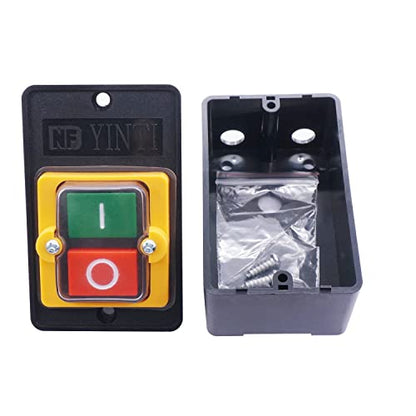 TWTADE / 2PCS Latching Push Button Switch Waterproof On/Off Motor Start Stop Switch with Box 10A AC 220V/380V KAO-10KH