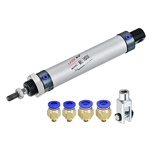 uxcell Pneumatic Air Cylinder 16mm Bore 50mm Stroke with Y Connector and Quick Fittings, MAL 16x50, for Automatic Equipment - size: 16mmx50mm