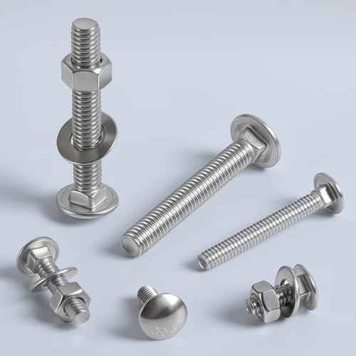 1/4-20 x 2 Carriage Bolts 304 Stainless Steel 18-8,Round Head Square Neck (20Sets) Bolts and Nuts Kit with Flat Washers - size: 1/4-20 x 2"