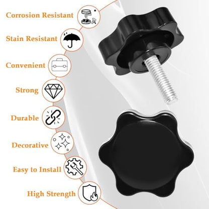 Aifeier ET 4 Pieces M6 x 20mm Star Hand Knob, Black Plastic Hex Shaped Clamping Knob Handle for Umbrella Base Replacement Knob (M6 OD≈5.82 mm) - size: M6 x 20 mm