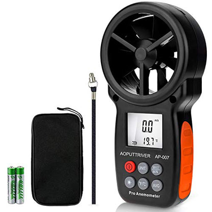 HVAC Anemometer 8-Blade CFM Air Flow Velocity Tester up to 67.1 mph - color: AP-007 Standard