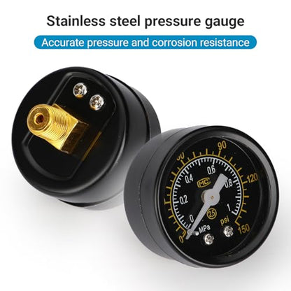 Stainless Steel Air Compressor Pressure Regulator Airtac AR2000 1/4'' PT with Bracket and Gauge 0-160 PSI Adjustable - style: Stainless Steel AR-2000