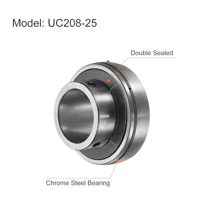 uxcell 2pcs UC208-25 Pillow Block Bearings 1-9/16" Bore Bearing Units Chrome Steel (GCR15) Flange Mounted Bearing Housing with Wrench - size: UC208-25 (ID 1 9/16")