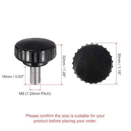 uxcell 2pcs Knurled Clamping Knobs M8 x 16mm Metric 304 Stainless Steel Male Thread Thumb Screw on Type 30mm Plastic Round Head Threaded Hand Bolt Stud Knobs Black - size: M8 x 16mm x 30mm