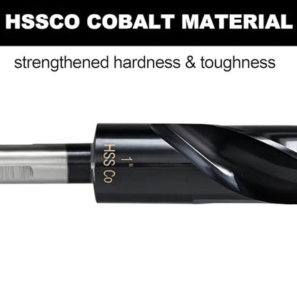 1inch Drill Bit for Metal and Hardened Steel, M35 Cobalt 1/2 Inch Reduced Shank Industrial Grade Heavy Duty Drill Bit, with Index Storage Case - size: 1 in