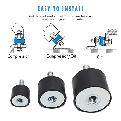 M6 Rubber Isolator Mounts Shock Absorber with LockNuts - size: VD-M6x18-20x15