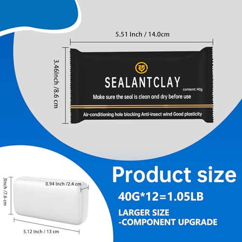 12 Pack Waterproof Sealing Putty for Pipe & Wall Repair Durable Quick Mud - - size: 12 pieces of 40g clay
