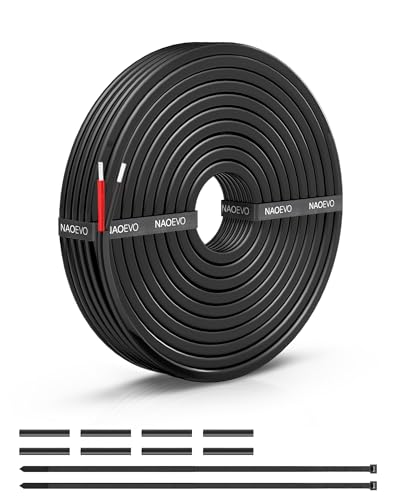 NAOEVO 18 Gauge Wire 2 Conductor, 18 Gauge Automotive Wire 12V Cable, 15FT - size: 15ft, style: 2C-18AWG
