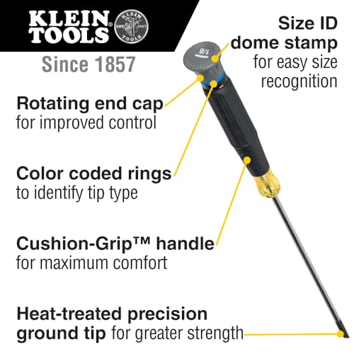 Klein Tools 85808 8-Piece Screwdriver Set, Made in USA, Precision Machined Tips, (4) Phillips, (3) Slotted, Magnetizer/Demagnetize