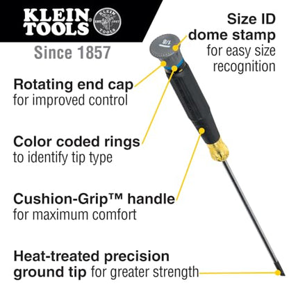 Klein Tools 85808 8-Piece Screwdriver Set, Made in USA, Precision Machined Tips, (4) Phillips, (3) Slotted, Magnetizer/Demagnetize