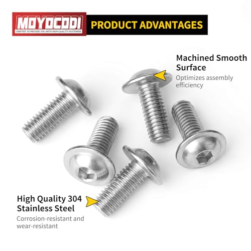 M3 x 5mm(50 Pack) Flanged Button Head Hex Socket Cap Screws Bolts, Hex Drive Bright Finish Fully Machine Thread, Corrosion Resistant 304 Stainless Steel 18-8 Screws - size: M3 x 5