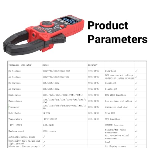 Digital Clamp Meter Multimeter HT208D 6000 Counts AC DC Voltage Current NCV Tester with Frequency Measurement