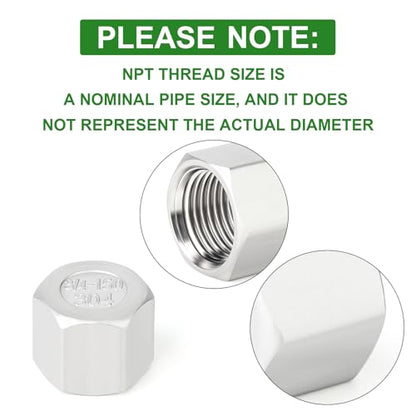 TAISHER 5Pcs 304 SS Cap Pipe Plug Socket Fitting 3/4" NPT Female - size: 3/4" FNPT(Cap)