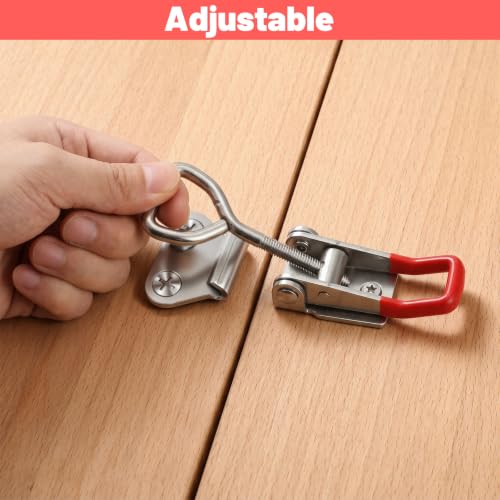6 Pcs Toggle Latch Clamp, 304 Stainless Steel Heavy Duty Toggle Clamp with Lock Hole, Adjustable Draw Latch for Smoker Lid, Toolbox, Case, 220Lbs Holding Capacity