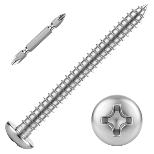 Mellewell #10 x 1-1/2" Pan Head Self Tapping Screw, Pan Head Sheet Metal Screws Wood Screws, Stainless Steel 304 (18-8), 50 Pack - color: Silver, size: #10 x 1-1/2"