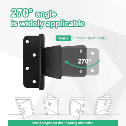 5“ Gate Hinges,260 Lbs Capacity,6 Pack Matte Black Heavy Duty Hinge - size: 5“-6 pcs-Matte Black