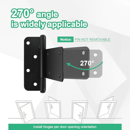 6 inch Gate Hinges,280 Lbs Capacity, Matte Black,4 Pack Heavy Duty Hinge - size: 6“-4 pcs-Matte Black