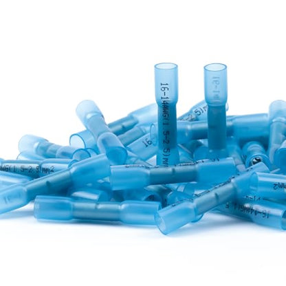 16,14 AWG Heat Shrink Butt Connectors Marine Blue Crimp Splice Waterproof - size: 16-14AWG 100pcs