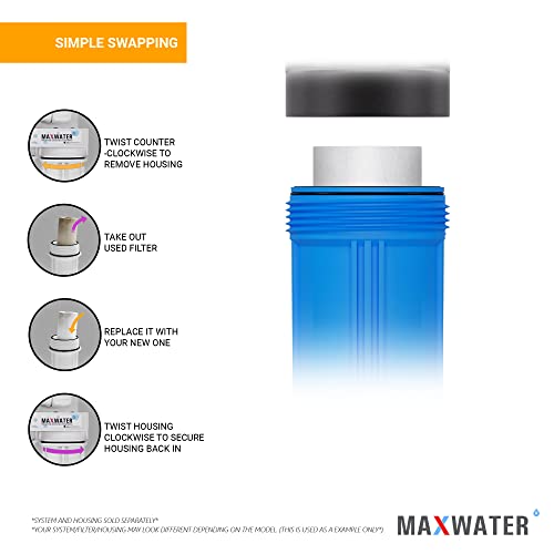 Max Water 10" x 4.5" Whole House Sediment Filter Cartridge Replacement | 1 Micron Melt-Blown Polypropylene Well Water Filter, Compatible with DGD-5005, AP810, WFHD13001B (Pack of 2) - size: 1, style: 1 Micron