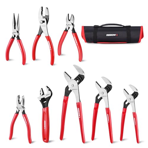 ARROW 8PCS Pliers & Wrench Set, Portable Rolling Bag With Handle