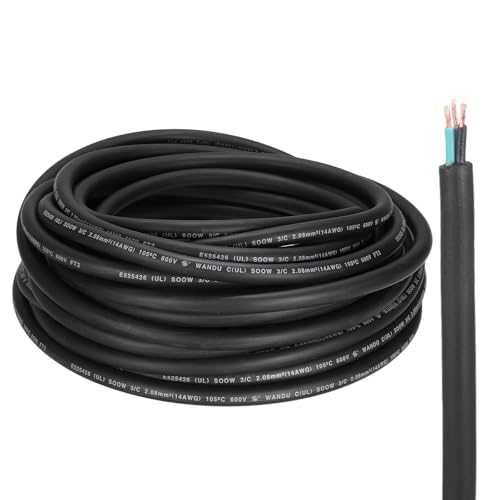 MECCANIXITY 14/3 SOOW Electrical Wire Cable 50ft 14 AWG 3 Conductor UL - size: 14AWG*50ft