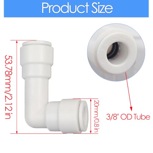 3/8 Inch Check Valve 2-Pack, POM One-Way Push to Connect Non-Return Valve, for RO Water Purifier, Ice Maker, Refrigerator, Coffee Machine, Prevents Water Backflow (3/8" OD Tube) (3/8" 90° Elbow) - size: 3/8" 90° Elbow