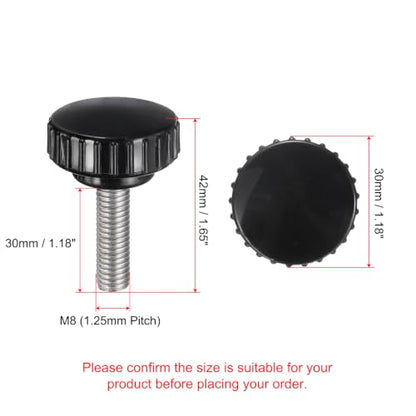 uxcell 2pcs Knurled Clamping Knobs M8 x 30mm Metric 304 Stainless Steel Male Thread Thumb Screw on Type 30mm Plastic Round Head Threaded Hand Bolt Stud Knobs Black - size: M8 x 30mm x 30mm